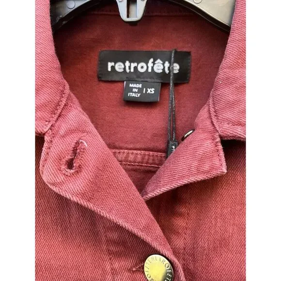 Retrofete Tori Puff Sleeve Denim One Piece Jumpsuit In‎ Rose Pink, Size XS